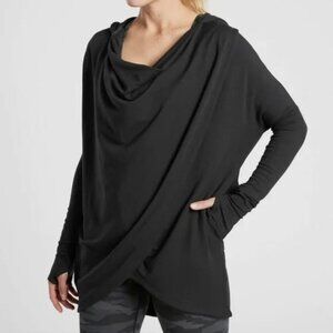 Athleta Black Purana Wrap Hooded Sweatshirt Size Small